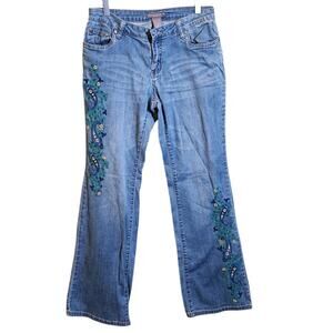 Su & Lola Y2K Whimsy BOHO Paisley & Floral  Embroidered Jeans Size 6 Flared
